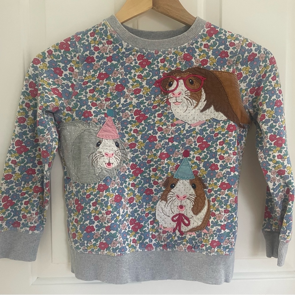 Mini Boden Girls pullover Sweater 7-8 Guinea pig animal